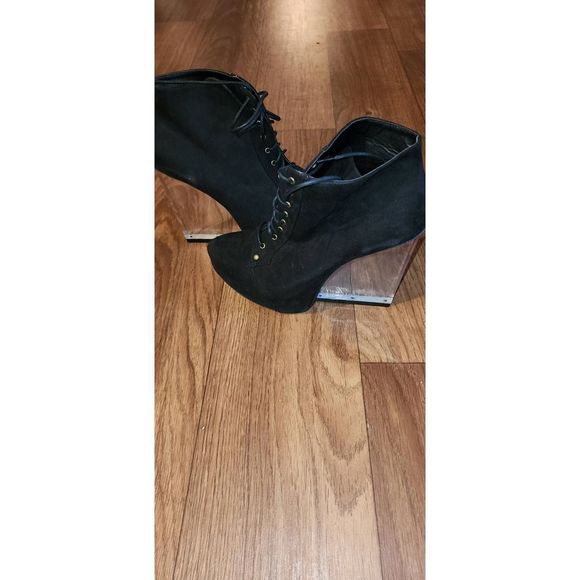 Wild Diva Lucite Wedge Bootie NWOT - Picture 2 of 5